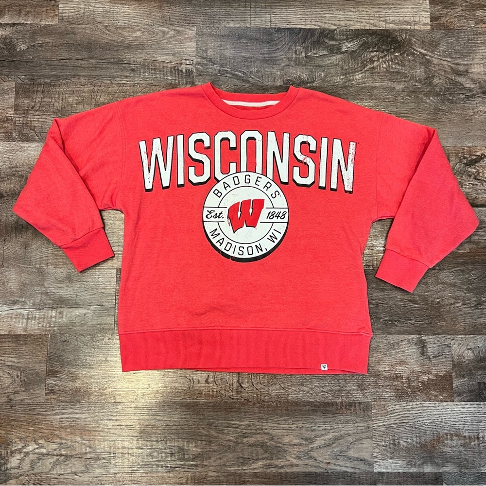 Fanatics Wisconsin Badgers Red Women’s Crewneck Sweatshirt Size Large